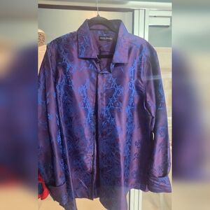 Barry.Wang Purple and Blue Paisley Shirt